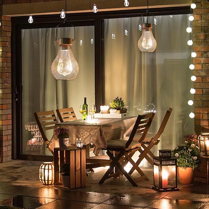 Solar Lanterns Outdoor Hanging Lights for Porch Waterproof,2 Pack Solar Lights Led Powered Lanterns Decorative for Outside Yard Garden Patio Pathway Decor