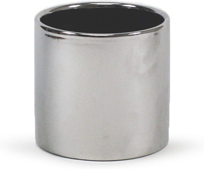 WGVI Silver Ceramic Cylinder Vase Width 6.5" Height 6", Flower Arrangements, Candle Holder, Terrarium Planter Pot, Storage Container Organizer, Pen Brush Holder, Smooth Silver Tabletop Decor, 6 Pc