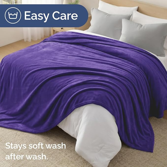 Fleece Blanket Full Size - Ultra-Soft Flannel Fleece Blanket - Purple Haze | Soft, Warm, Outdoor Picnic Blanket for Camping, Travel, Lightweight, Cozy, Anti-Static, Home Decor Gifts for Men & Women