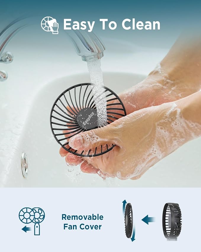 EasyAcc Portable Handheld Fan, 9000mAh + 53H Cooling Time+ ODM Durrable + with Hands-Free Camera Strap + Backup Power + 4 Speeds, Rechargeable Handheld Fan for Travel Outdoor