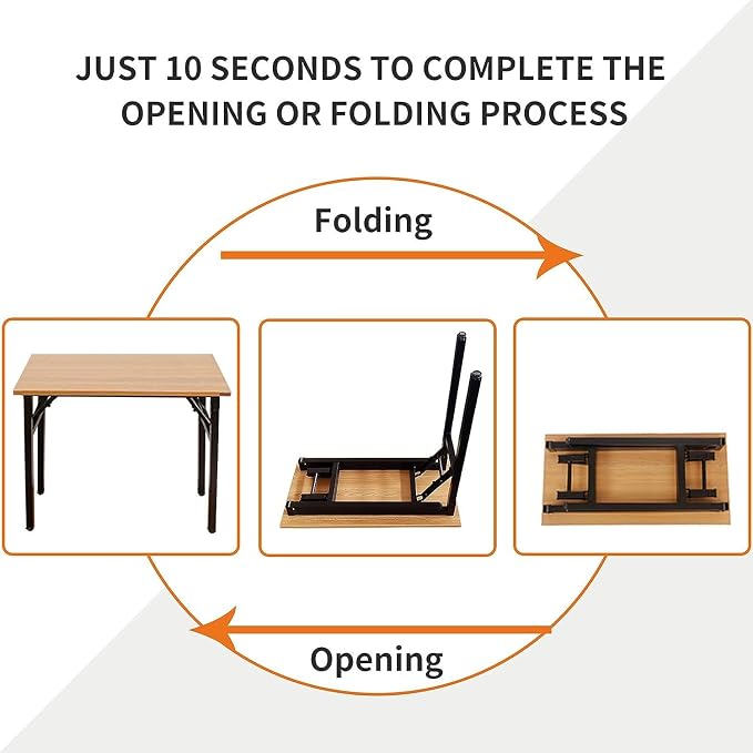 Need Office Computer Desk 39.3 Inch Sturdy Folding Laptop Table Retro | Black Frame Writing Gaming Work Table/Foldable Home Office Desk/Sewing Table, No Assembly Required