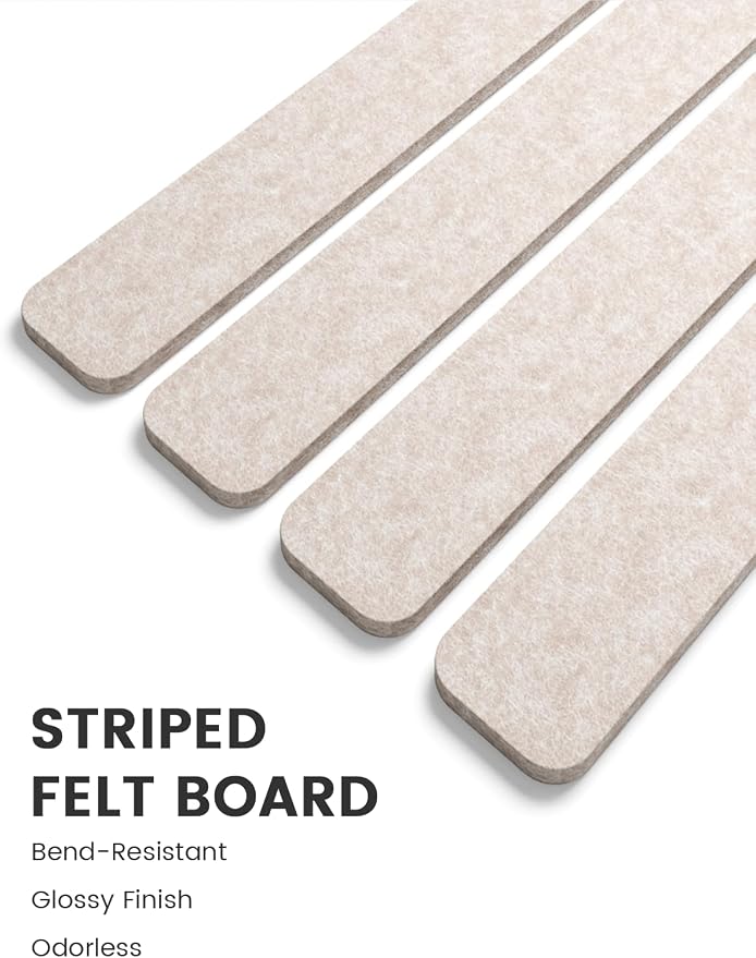 Fluxynara 13" x 2" Felt Wall Panels, Oatmeal | 8-Pack Includes 50 Push Pins and Adhesive Tabs for Photos, Notes and Decor in Bedroom Doors, Home Office or Studios