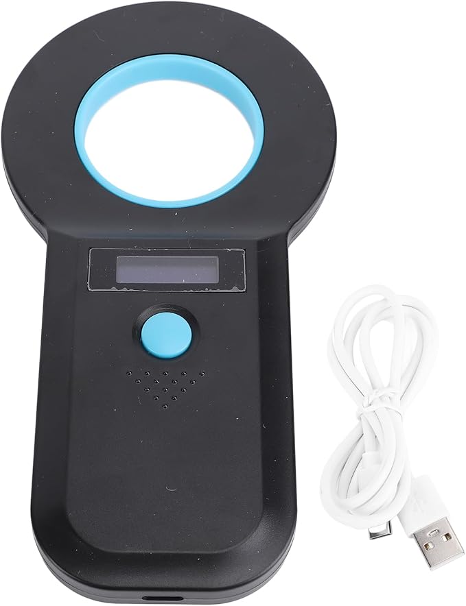 Handheld Pet Microchip Scanner with Bluetooth and USB C Connectivity - 134.2KHz and 125KHz Animal Chip Reader Supporting EMID and FDX B ISO 11784 85-128 Data Storage OLED Display