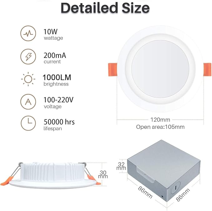 NUNET LED Recessed Ceiling Lighting 4 Inch Smart WiFi Ultra-Thin Recessed Light 2 Pack Change Color Temperature White/Warm/Cold White Dimmable Downlight 10W 800LM High Brightness Work with Alexa