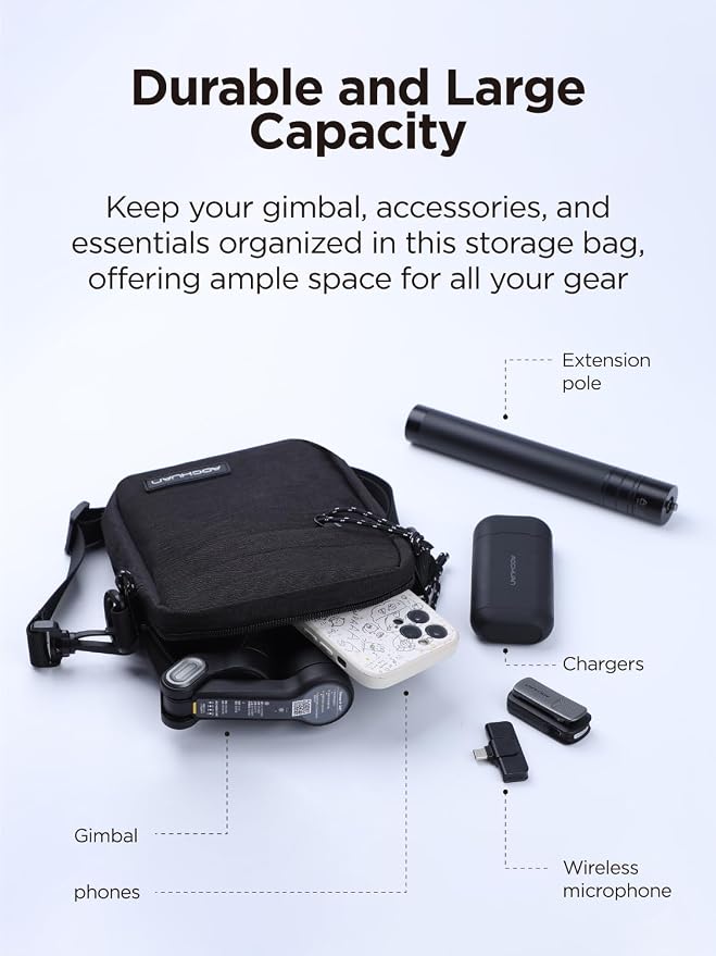 AOCHUAN 3-Axis Gimbal Stabilizer for Smartphone Smart AI XPro Black & B10 Storage Bag & E10 Extension Rod & P03 RGB Magnetic Fill Light