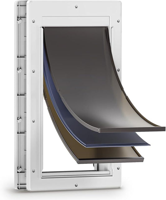 3-Flap Dog Door, Large Doggy Door, Doggie Door for Install in Interior and Exterior Doors or Wall, Insulation Layer, 2 Magnetic Flaps, Closing Panel, Never Rust, for Pet Up to 100lb (Large)
