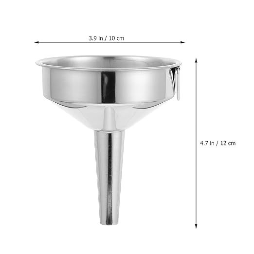 Hemoton 2-Piece 4 Inch Stainless Steel Funnel Set with Strainer for Kitchen Use - Metal Funnel for Precise Liquid and Dry Ingredient Transfer