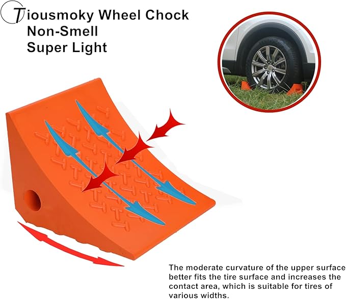 Wheel Chocks, Rubber Wheel Chock with Curved, Durable, Non-Slip, Solid Trailer Wheel Chocks for Boat Trailers, RV, Truck, Camper, 30000lbs (Orange)