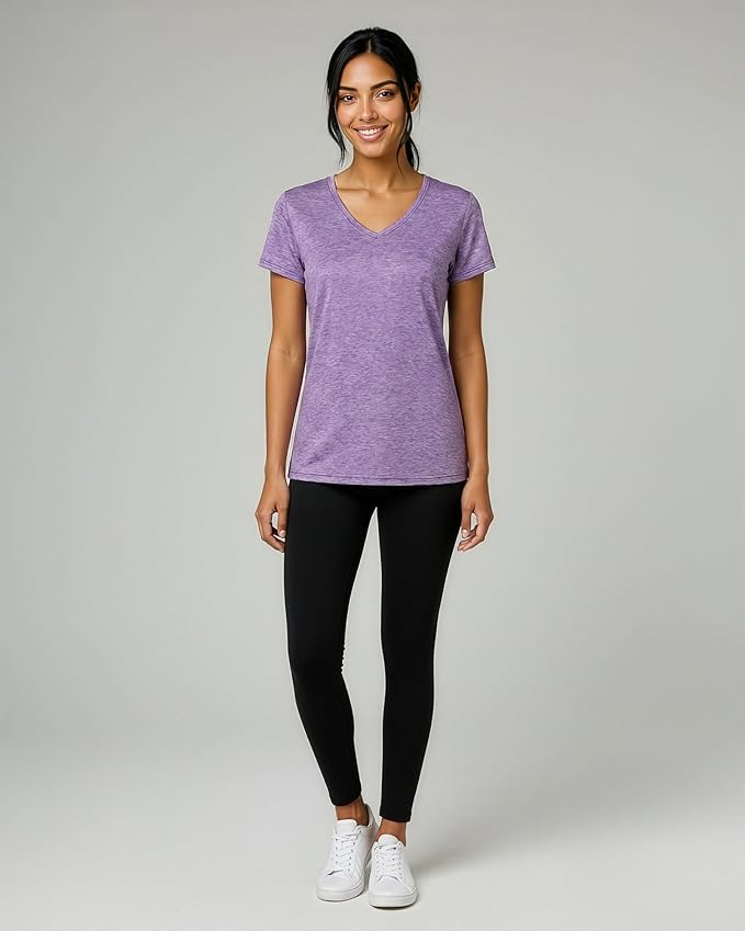 5 Pack Women's Dry Fit V Neck Workout Tops T Shirts Athletic Gym Yoga Tees | Available In Plus Size, Cooling Moisture-Wicking, Short Sleeve, Quick-Dry, Fitness, Stretch, Exercise, Running, Hiking