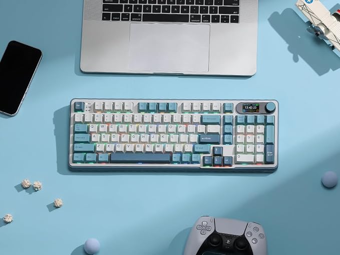RK ROYAL KLUDGE S98 Wireless Mechanical Keyboard w/Smart Display & Knob | 96% Top Mount RGB Gaming Keyboard BT/2.4G/USB-C, 5-Layer Noise Dampening, Creamy Sound Pre-lubed Switch,Hot Swap, 98 Keys