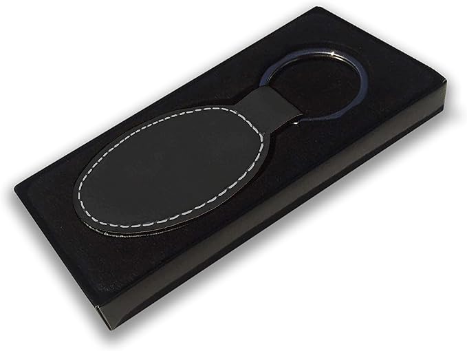 LaserGram Oval Keychain, Golf Ball, Personalized Engraving Included (Black with Silver)