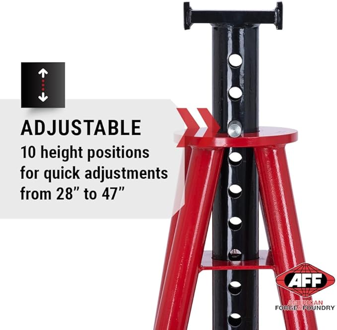 AFF 10 Ton Jack Stand Set - Heavy Duty Jack Stands for Trucks & Equipment - (Available in 2 Heights)