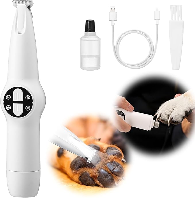 Palksky Dog Clippers for Grooming - 2 in1 Upgraded Electric Dog Paw Trimmer with Nail Grinder, Rechargeable Waterproof Paw Trimmer with Led Display for Dogs Paws, Ears, Face, Rump & Eyes
