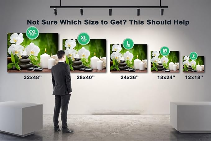 GUTTATY Zen Wall Art Decor, Modern Bathroom Zen Decor Wall Art, Large Canvas Wall Art for SPA Zen Room Decor, Green Bamboo and Pebble Relaxing Zen Art Prints for Office & SPA Wall Decor 32x48 Inches