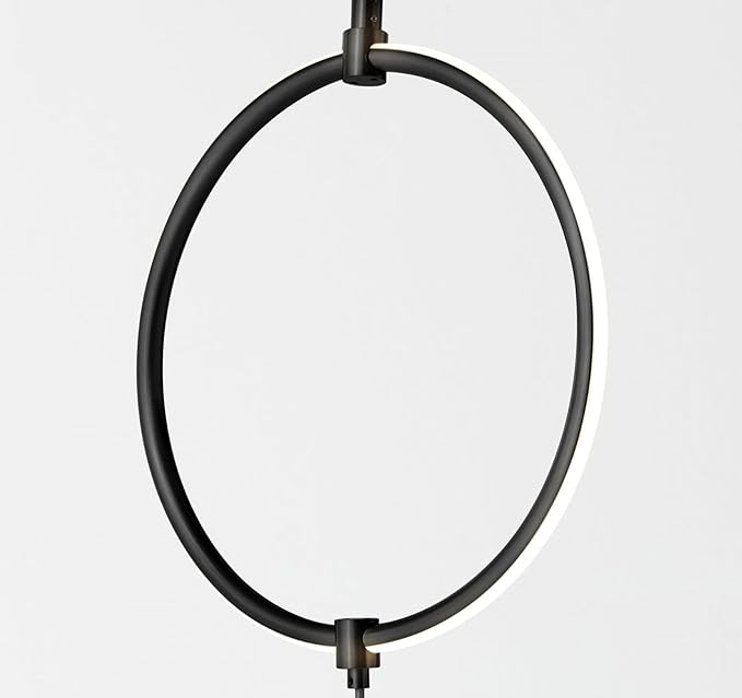 Brightech Nova Modern Floor Lamp Matches Living Room Décor - Contemporary Arc Tall Lamp with 3-Circle Ring-Style Pendant - Over The Couch Standing on Arching Pole - Eclectic- Black
