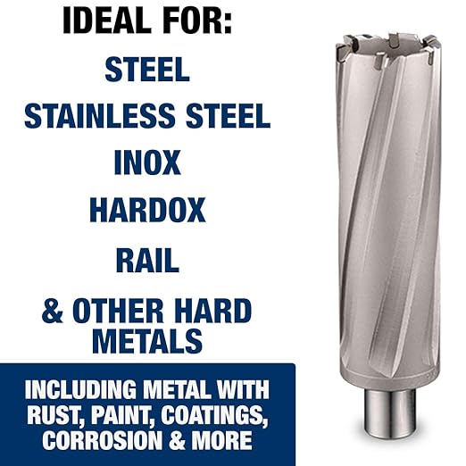 CS Unitec 9-1-624 C 3/4" x 6" TCT Hornet Tungsten Carbide-Tipped Annular Cutters 3/4 Inchesinches Cutting Diameter Tungsten Carbide Coating Cut Cutting Angle 6" Flute