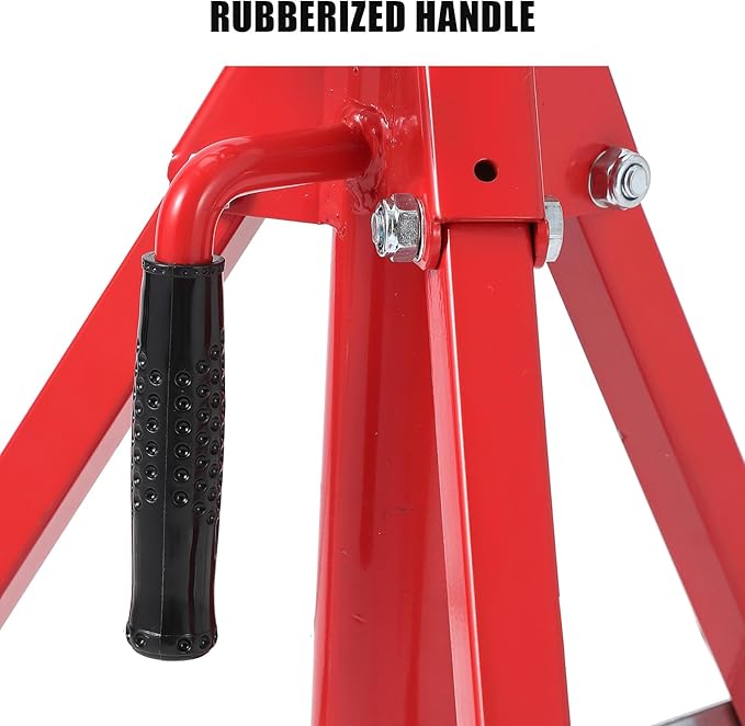 Heavy-Duty v-Head Pipe Jack Stand, 28”-52” Adjustable Height Steel Jack Stand, Portable Folding Pipe Stands with 2500 LBS Load Capacity, Pipes Welding Stands for Automotive Repair & Construction Tasks