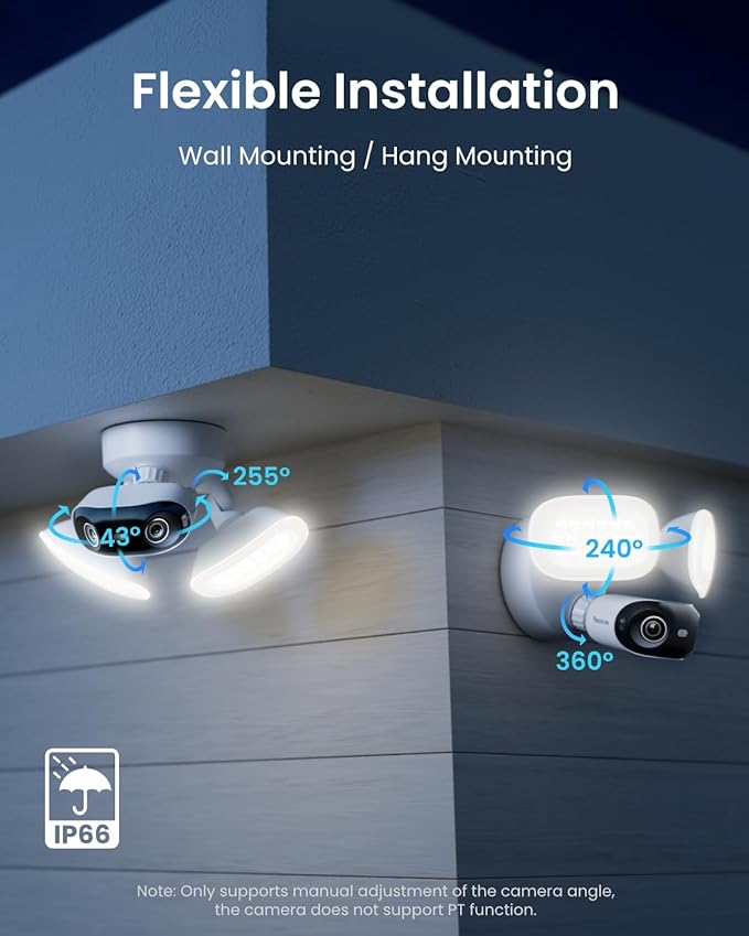 REOLINK PoE Security Camera Elite Pro Floodlight PoE, 16MP Dual Lens, 180�� | 2800 Lumens Lighting, Infrared Night Vision, Local AI Video Search, Smart Detection, 24/7 Recording with Motion Track