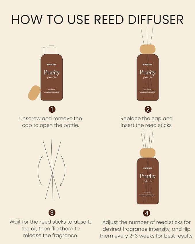 M&SENSE Reed Diffuser Set, Bamboo Scented 6.3 fl oz Natural Essential Oil Diffusers with Sticks, Non-Toxic Organic Air Freshener, Long-Lasting Fragrance Oils for Home Office Bathroom Bedroom