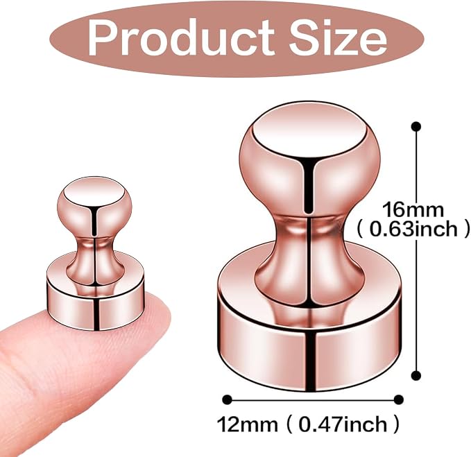 LOVIMAG Fridge Magnets 20Pcs for Refrigerator Whiteboard, Rose Gold | Small Strong Neodymium Metal Cute Push Pin for Classroom, Kitchen, Accessories Decorative, Office, Calendar