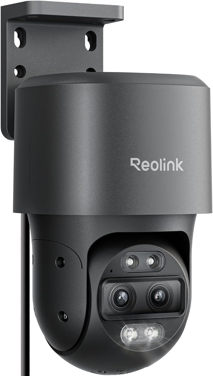 REOLINK TrackMix PoE Grey Dual-Lens PTZ Security Camera 6X Hybrid Zoom | 4K 355�� Pan & 90�� Tilt Auto Tracking, Smart Detection, 24/7 Recording, Color & IR Night Vision, Up to 512GB microSD Card
