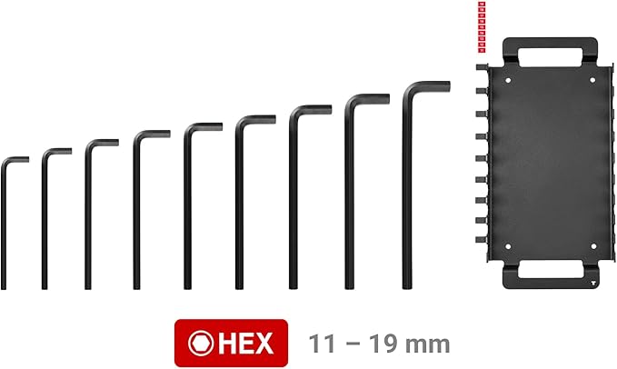 TEKTON Flat End Hex L-Key Set with Rack, 9-Piece (11-19 mm) | KLX92201