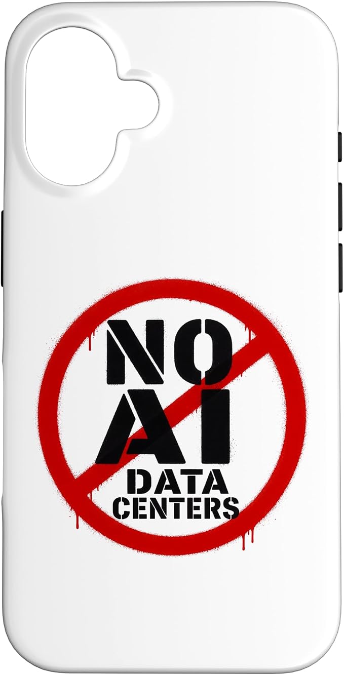 No AI Data Centers ��� Simple Minimal Spray Paint Style Text Case for iPhone 16