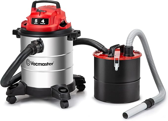 Vacmaster VOC508S 1102 5 Gallon Stainless Steel Wet Dry Shop Vacuum and 3 Gallon Ash Tank Combo