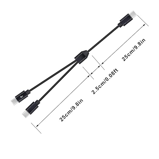 2 in 1 USB Type C Splitter Cable,USB C Male to 2 USB C Male Data Snyc and Charging Cord,USB C Multi Charging Cable for Cell Phones,Tablets and More(1.6FT/0.5M)