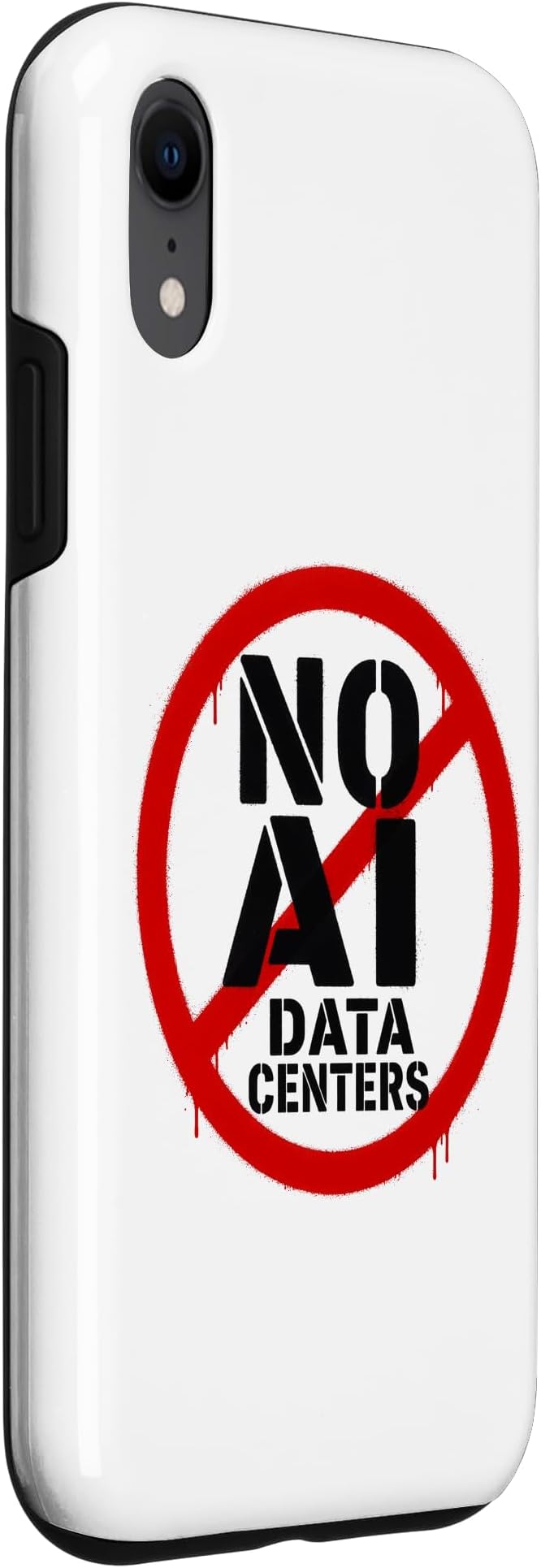 No AI Data Centers ��� Simple Minimal Spray Paint Style Text Case for iPhone XR