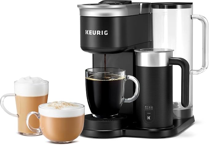 Keurig K-Café SMART Single Serve Coffee Maker with WiFi Compatibility, Latte and Cappuccino Machine with Built-In Frother, 6 Brew Sizes, Black | WIFI Brewid Smart Brewing, Built-in Milk Frother for Lattes and Cappuccinos, 6 Brew Sizes, K-Cup Pod Compat...