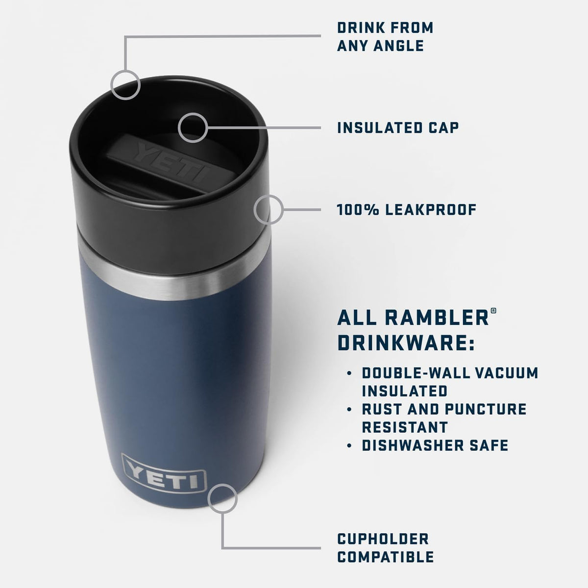 YETI Rambler 12 oz Travel Bottle - Stainless Steel, Vacuum Insulated, Leakproof Commuter Cap | Ridgeline