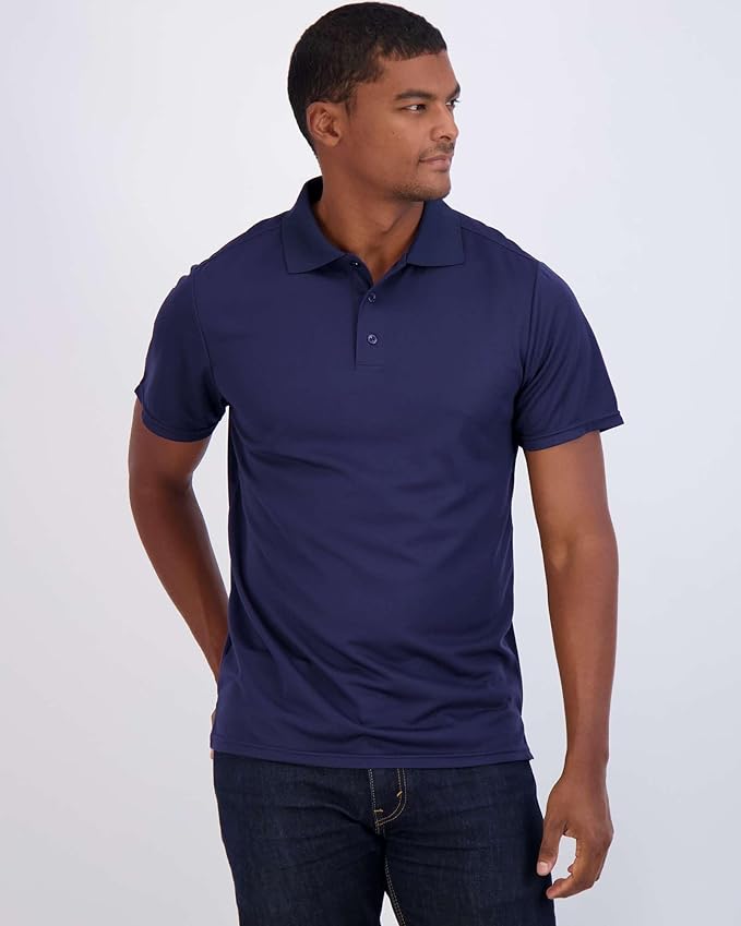 Real Essentials 3 Pack: Men's Quick-Dry Short Sleeve Athletic Performance Polo Shirt (Available in Big & Tall)
