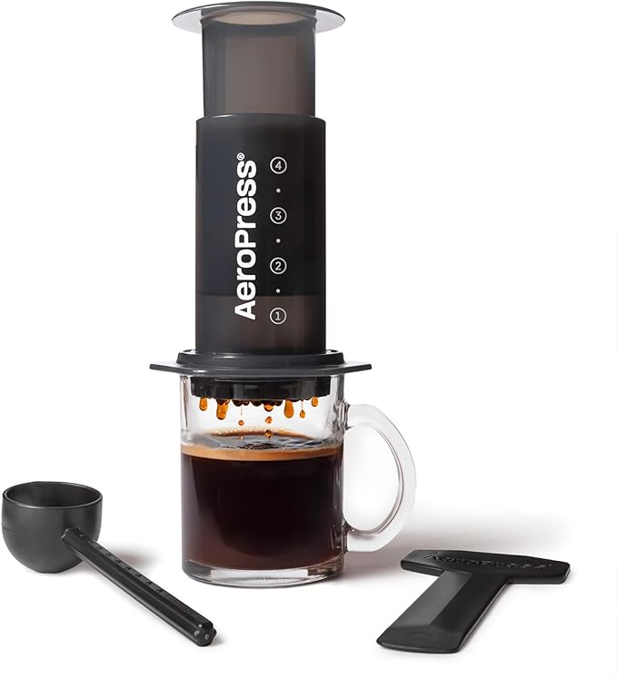 AeroPress Original Coffee Press, French Press, Pour-Over & Espresso Style | All-in-One Manual Coffee Maker, 2-Minute Brew, Less Bitterness, More Flavor, Portable, Travel & Camping