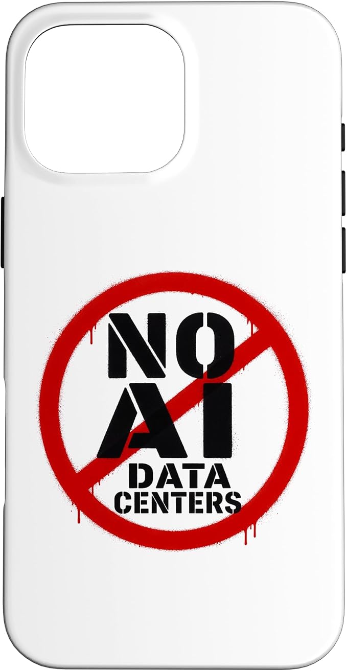 No AI Data Centers ��� Simple Minimal Spray Paint Style Text Case for iPhone 16 Pro Max