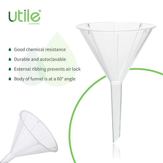 Utile 12pcs Plastic Analytical Funnel Set, PP Material, Top Diameter 64mm, Small Funnel for Lab Bottles, Recreational Activities, 4512.0014.12