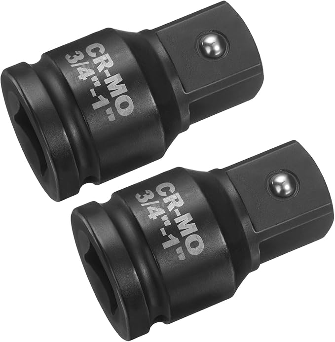 HARFINGTON 2pcs Impact Socket Adapter 3/4" Female to 1" Male Square Drive Increaser Standard SAE CR-MO Steel Converter Impact Driver Ratchet Wrench Breaker Bar Conversion, Black