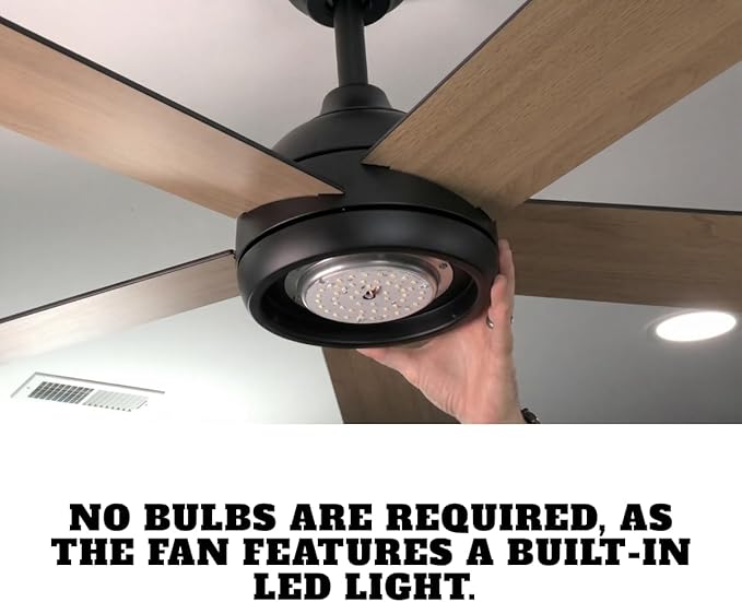 LYTIO 52 in. Smart Indoor/Covered Outdoor Matte Black Ceiling Fan with Remote and Integrated LED Powered by Hubspace