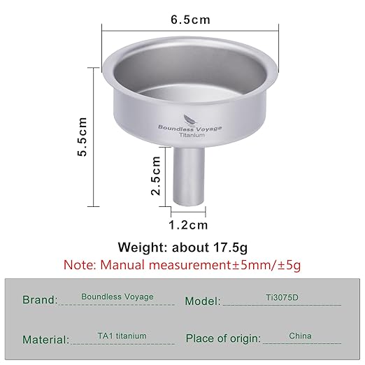 Boundless Voyage Titanium Funnel Mini Kitchen Funnel, Hip Flask Funnel, Small Metal Funnels, Cooking Funnels for Essential Oil, Spices, Flask