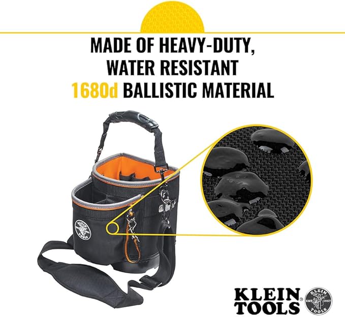 Klein Tools 55419SP-14 Tool Bag with Shoulder Strap Has 14 Pockets for Tool Storage & 70550 Hex Wrench Key Set, 11 SAE Sizes, Heavy Duty Folding Allen Wrench Tool with Extra Long Hex Keys
