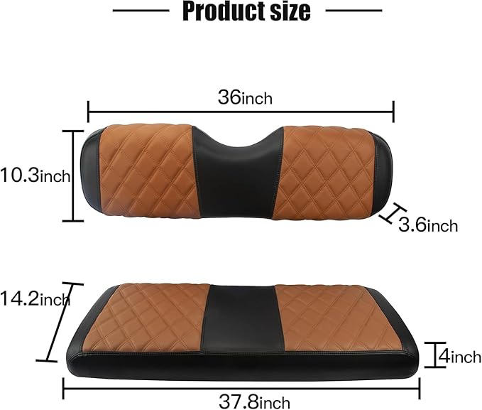NOKINS Golf Cart Seat Covers Fit Club Car Precedent/DS/EZGO RXV/TXT/Yamaha Drive Aftermarket Standard Rear Seat Cushion, No Stapler, Multiple Colors&Breathable (Brown&Black)
