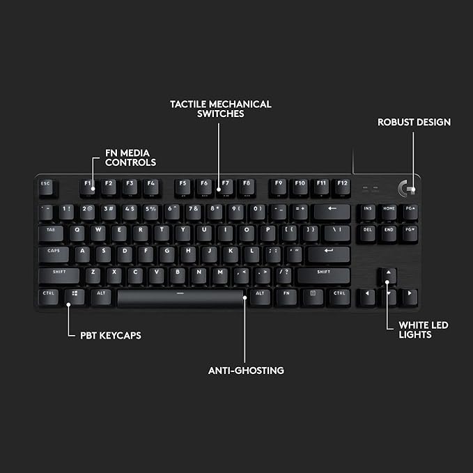 Logitech G413 TKL SE Mechanical Gaming Keyboard - Black | Tactile switches, anti-ghosting, compatible with Windows and macOS, compact design
