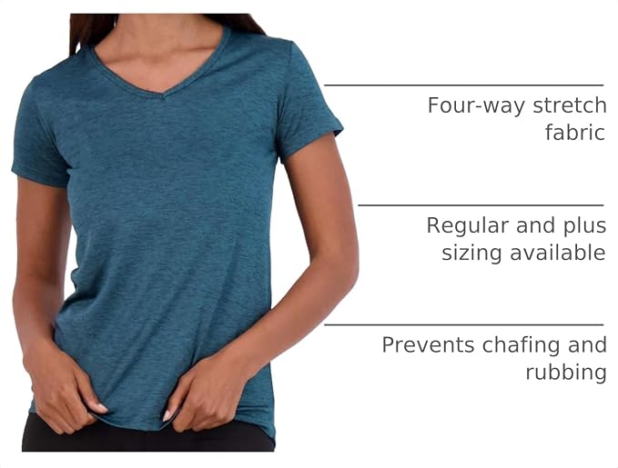 5 Pack Women's Dry Fit V Neck Workout Tops T Shirts Athletic Gym Yoga Tees | Available In Plus Size, Cooling Moisture-Wicking, Short Sleeve, Quick-Dry, Fitness, Stretch, Exercise, Running, Hiking