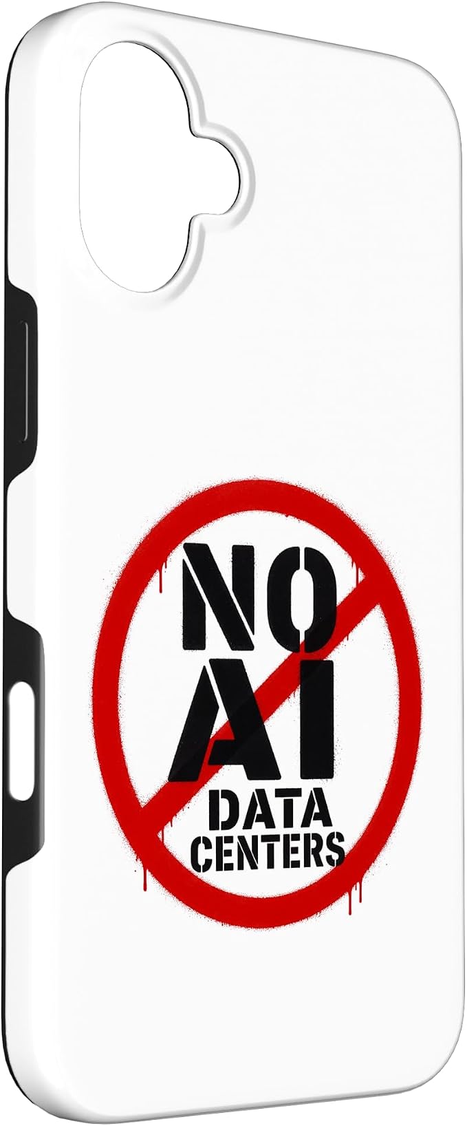 No AI Data Centers ��� Simple Minimal Spray Paint Style Text Case for iPhone 16 Plus