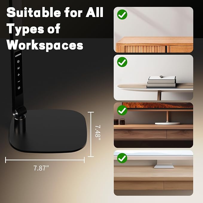LitONES LED Desk Lamp for Home Office, Soft Edge-lit Design - Modern Style | Eye-Caring Diffused Light, Professional Computer Light for Reading, Crafts & Zoom, Dimmable with 30 Modes, Memory & Timer