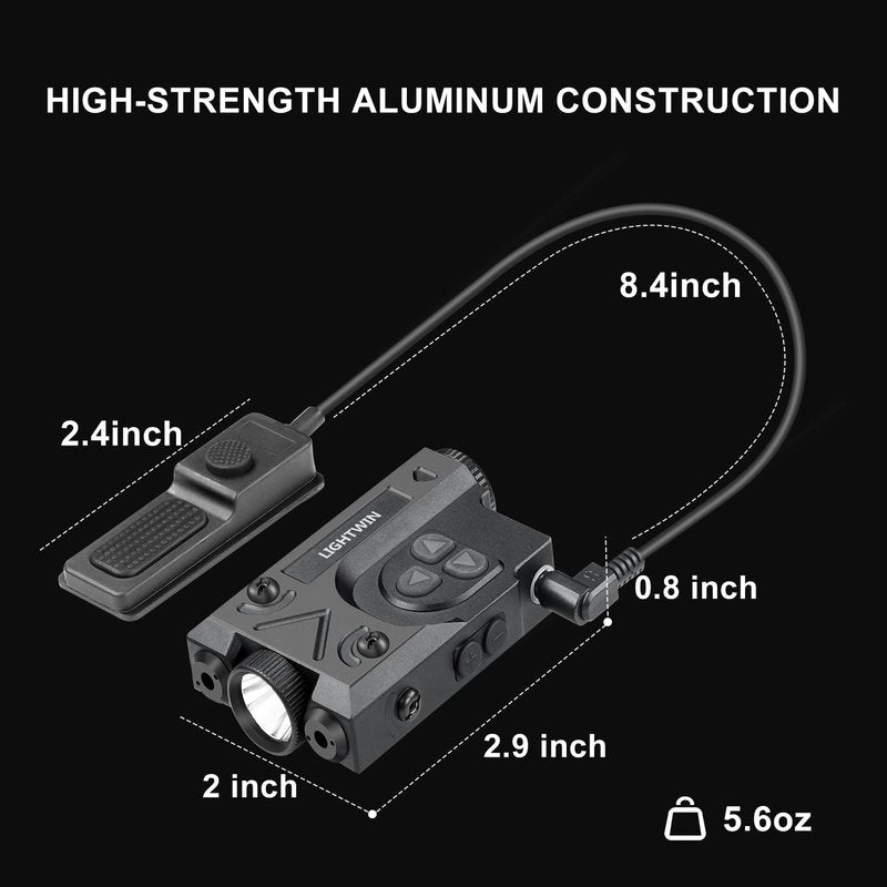 SMSlaser Compact Green Laser Sight + Infrared(IR) Laser Sight with 1200 Lumens Tactical Flashlight, 4-Level Brightness, Strobe Function for Laser and Flashlight, Housed in Hard-Anodized Aluminum Alloy