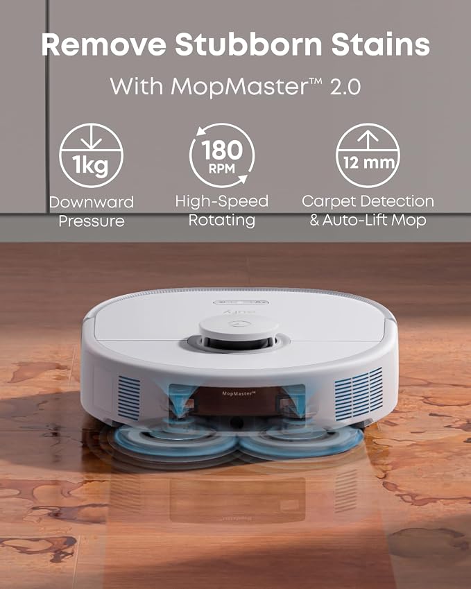 eufy X10 Pro Omni Robot Vacuum and Mop, Dual Mops, 12 mm Auto-Lift, White | 8,000 Pa Suction, Carpet Detection, AI Obstacle Avoidance, Auto Mop Washing & Drying, Self-Emptying Station