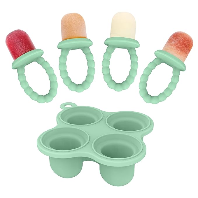 Baby Ice Lolly Mould, Silicone Petite Pops, Baby Popsicle Mold Set Tiny Pops and Teether for Infants 4+ Months Teething Relief, Baby Essentials