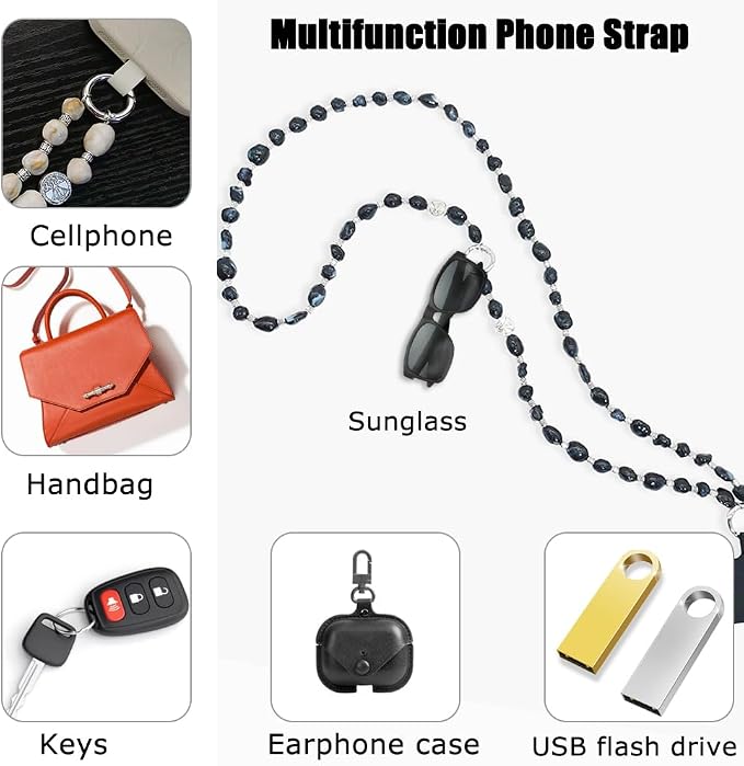 Phone Crossbody Strap, 2in1 Wrist Charm&Shoulder Lanyard,3Ways Usage free to Assembly and Disassembly Phone Strap with Tether Patches for Most Phones Bag Purse (M)