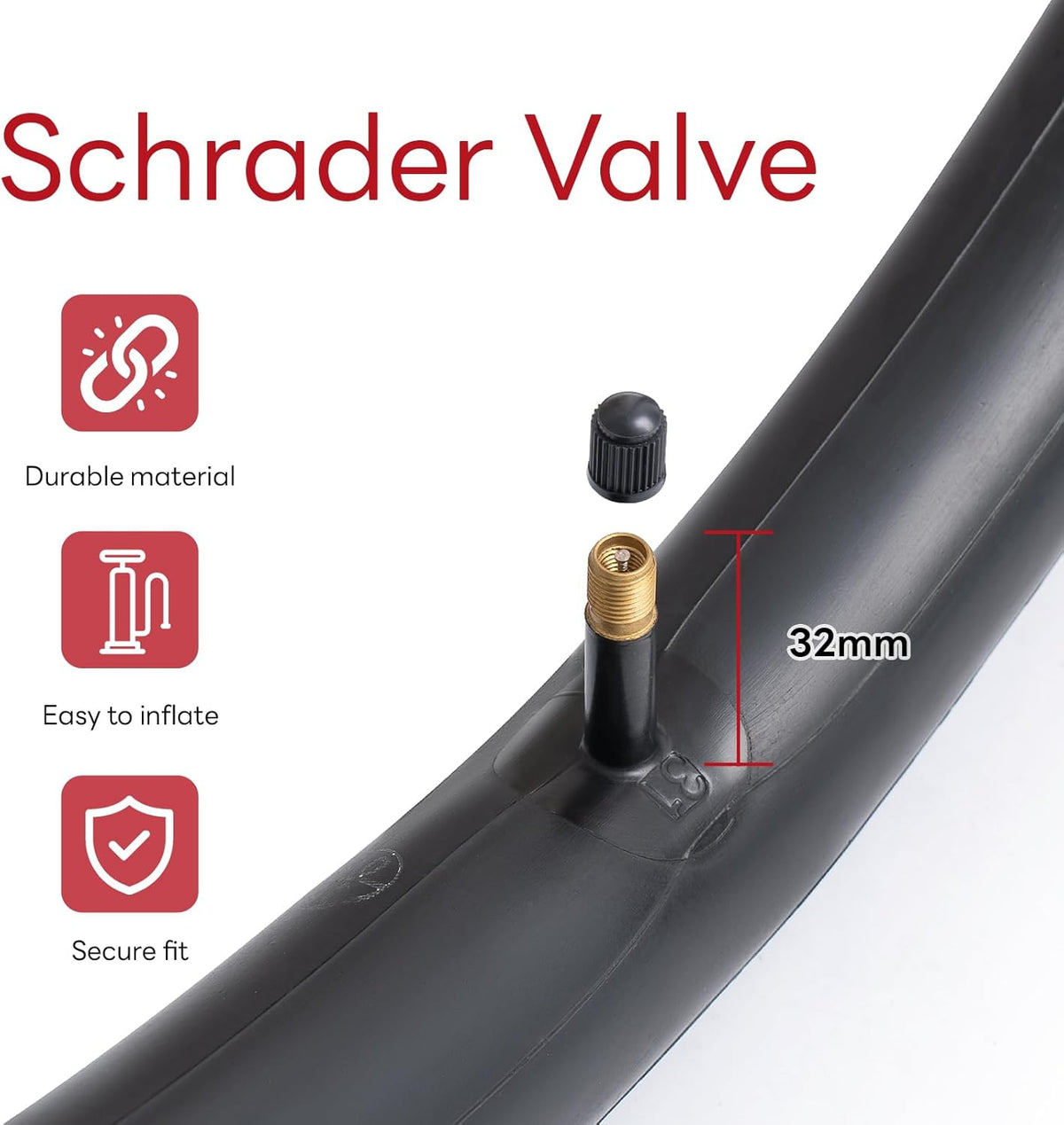 Reliable 26" Bike Tubes by [Brand Name] - Replacement Inner Tubes for City/Road/Mountain Cycling | AV32mm Schrader Valve (2 PCS)